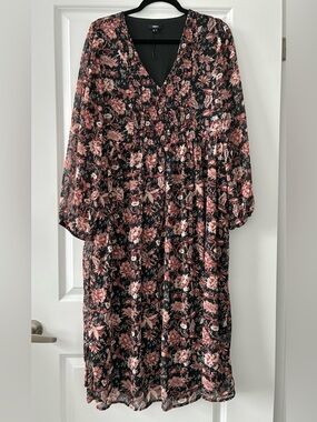 Mexx Size L Boho Floral Midi Length Dress